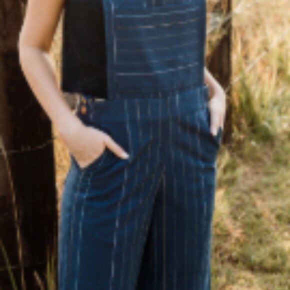 LIZ ALIG Handwoven Cotton Overalls in Dark Navy - Picture 11 of 13